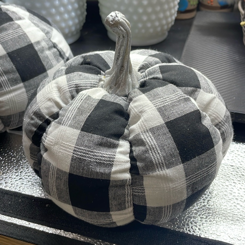Plaid Stuffed Pumpkin Buffalo Check Black and White Checkered Rustic farmhouse